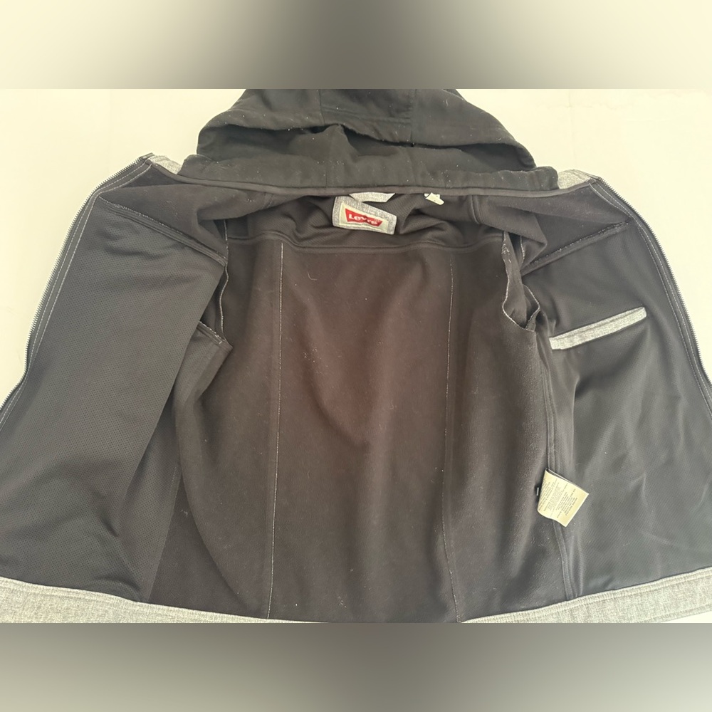 Levi's Men's Gray Thick Jacket with‎ Black Hood - Size S - Picture 5 of 11